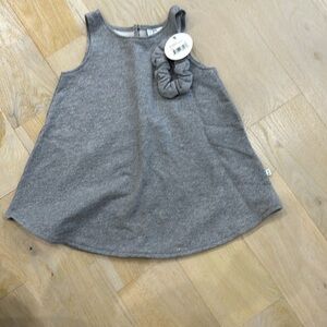 Gray Sleeveless Dress with Scrunchie